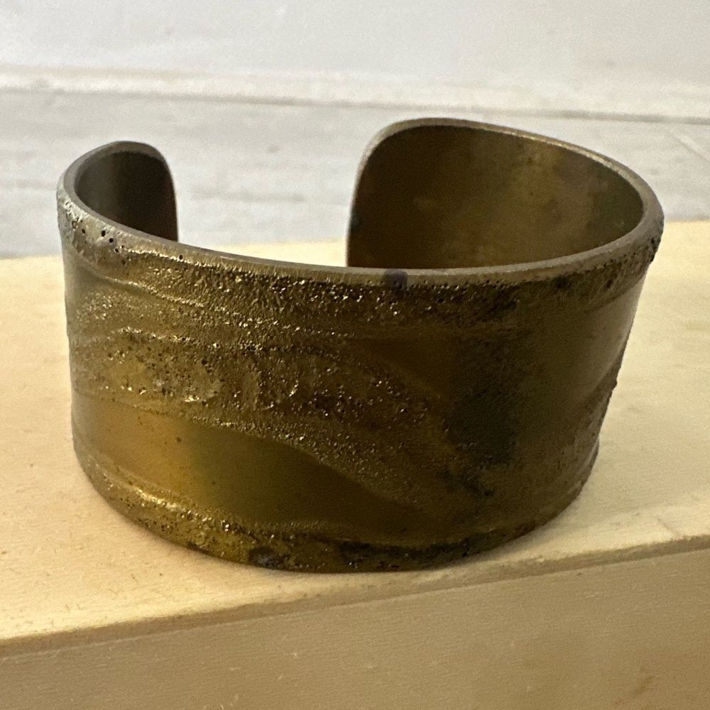 Artesian Solid Metal Signed Yvon Voccia Cuff Bracelet 1970s